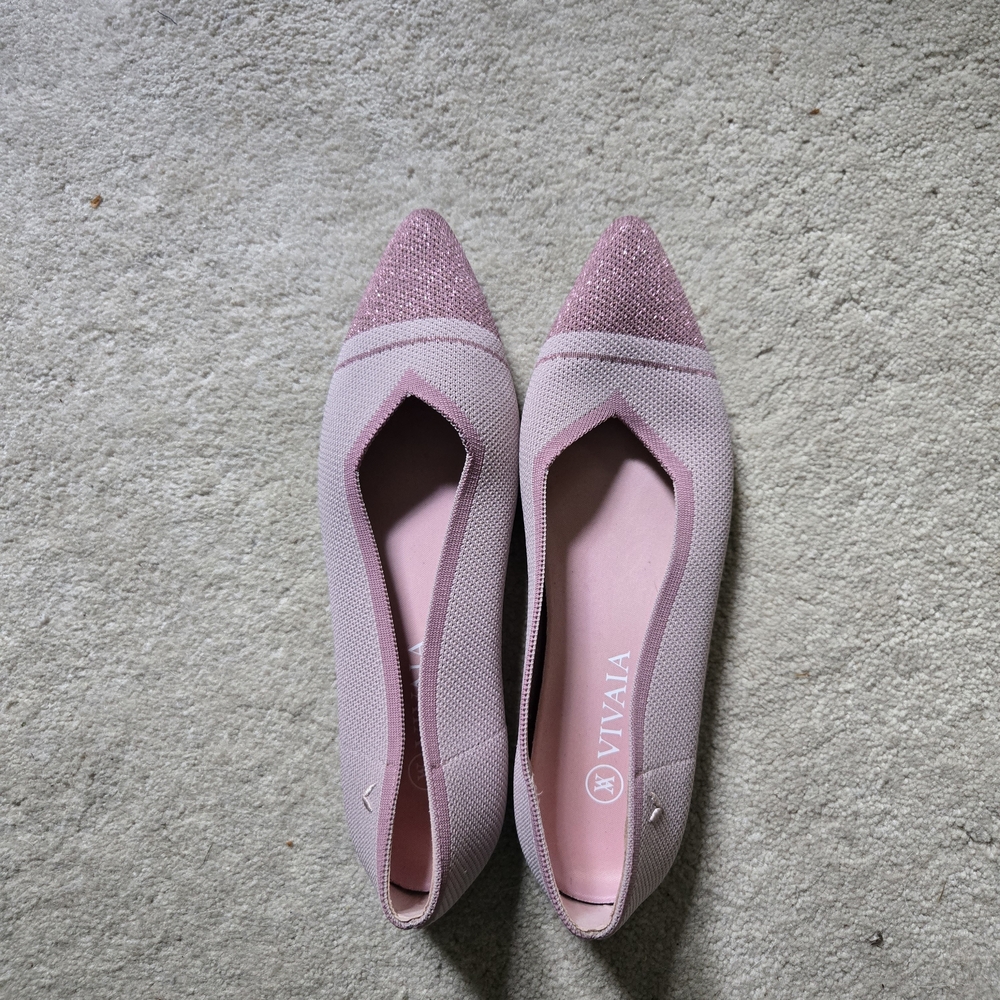 BRAND NEW! Vivaia Pointed Toe Ballet Pink Shimmer Flats EU 40